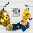 Load image into Gallery viewer, Black Flame Candle Company Graphic Shirt for Fall. Witchy Halloween Outfit for Mom Spooky Sanderson Sisters. Hocus Pocus.