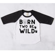 Load image into Gallery viewer, 2nd Birthday Born Two Be Wild Raglan Shirt. Two Outfit. Second Birthday Boy. Personalized Baseball Raglan T-Shirt. Wild 2nd Birthday.