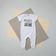 Load image into Gallery viewer, Aegean Blue "Halfway to Becoming Wild One" Slim Fit Birthday Romper