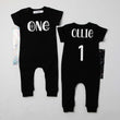 Load image into Gallery viewer, White "One" Slim Fit Spiderweb Halloween Themed Birthday Romper