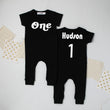 Load image into Gallery viewer, Black "One" Retro Slim Fit 1st Birthday Romper