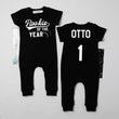 Load image into Gallery viewer, "Rookie of the Year" Baseball Slim Fit 1st Birthday Romper