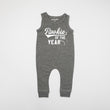 Load image into Gallery viewer, "Rookie of the Year" Baseball Slim Fit First Birthday Sleeveless Romper