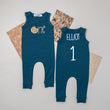 Load image into Gallery viewer, Aegean Blue "One" Slim Fit Cookie Themed Sleeveless Romper
