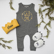 Load image into Gallery viewer, Aegean Blue "Wild One Circle" Slim Fit First Birthday Romper with Gold Writing