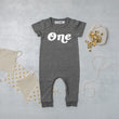 Load image into Gallery viewer, Black "One" Retro Slim Fit 1st Birthday Romper