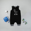 Load image into Gallery viewer, Teddy Bear First Birthday Romper with Striped Cuff