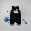 Load image into Gallery viewer, "Notorious One" First Birthday Personalized Romper with Striped Cuff