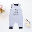Load image into Gallery viewer, Teddy Bear Themed 1st Birthday Romper with Striped Cuff