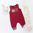 Load image into Gallery viewer, Gray Cookie First Birthday Romper with Striped Cuff