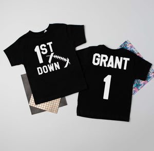 1st Down Football Personalized 1st Birthday T-shirt or Bodysuit