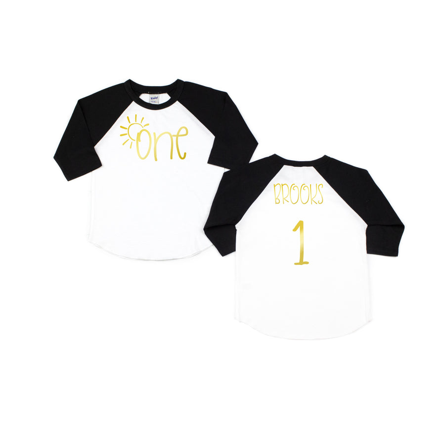 Sun "ONE" Summer-themed Personalized 1st Birthday Raglan