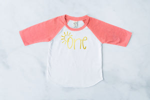 Sun "ONE" Summer-themed Personalized 1st Birthday Raglan