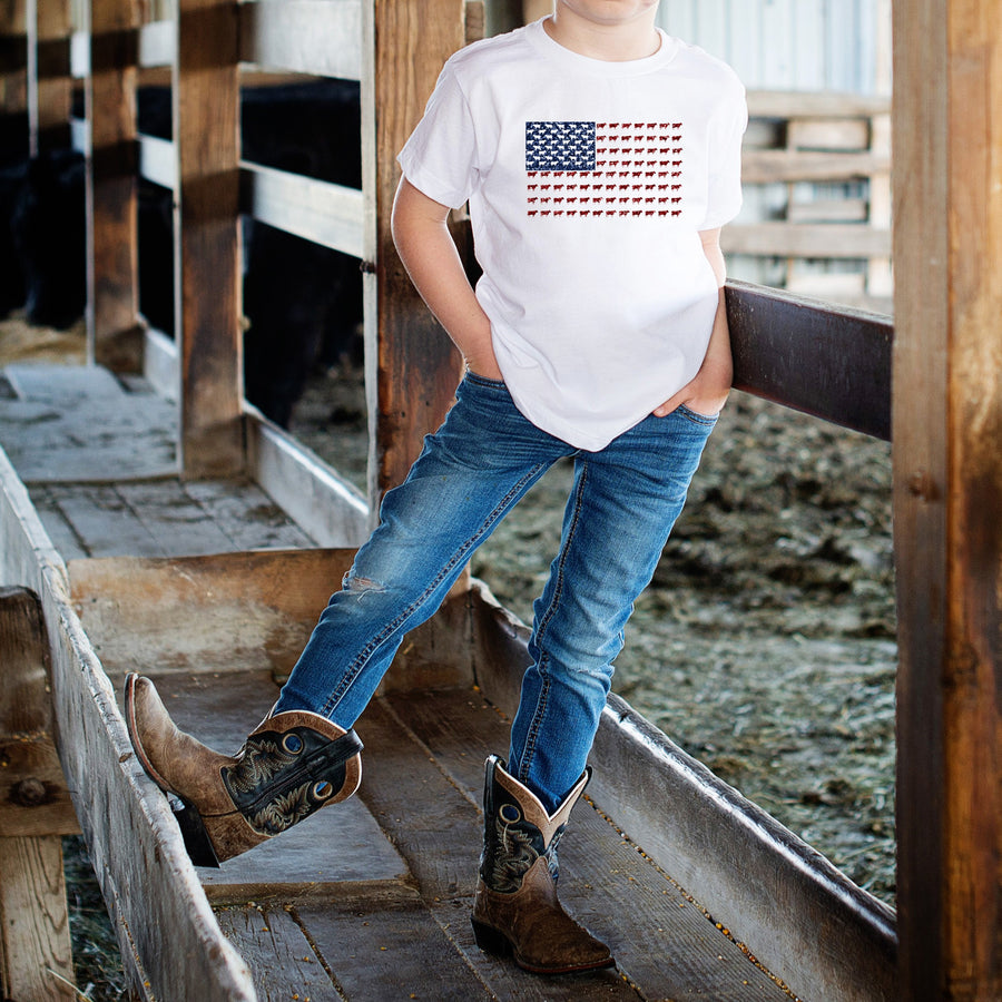 Cow Flag, 4th of July Kids T-shirts