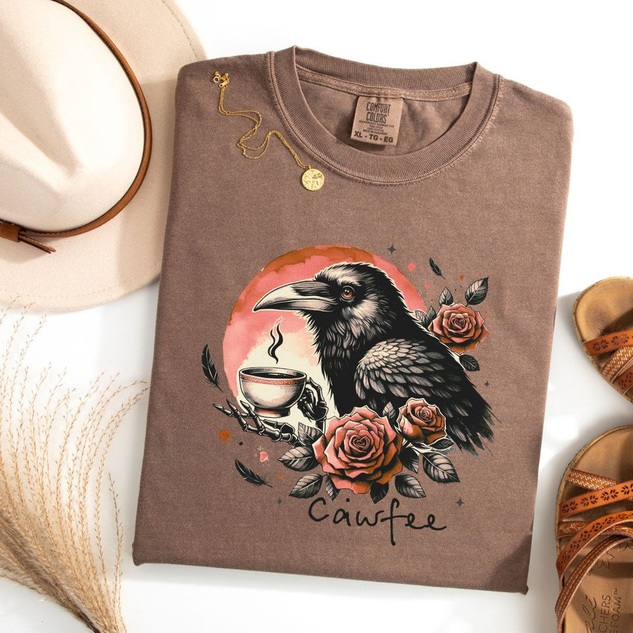 Cawfee And Crow Adult Graphic Halloween T-shirt