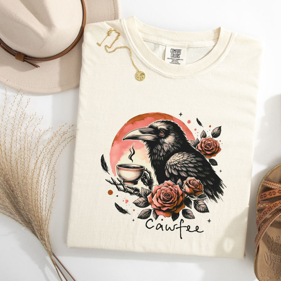 Cawfee And Crow Adult Graphic Halloween T-shirt