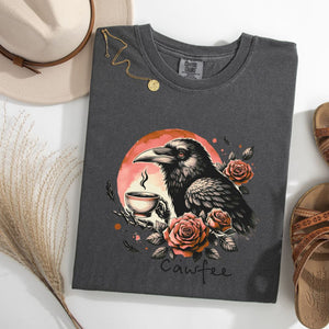 Cawfee And Crow Adult Graphic Halloween T-shirt