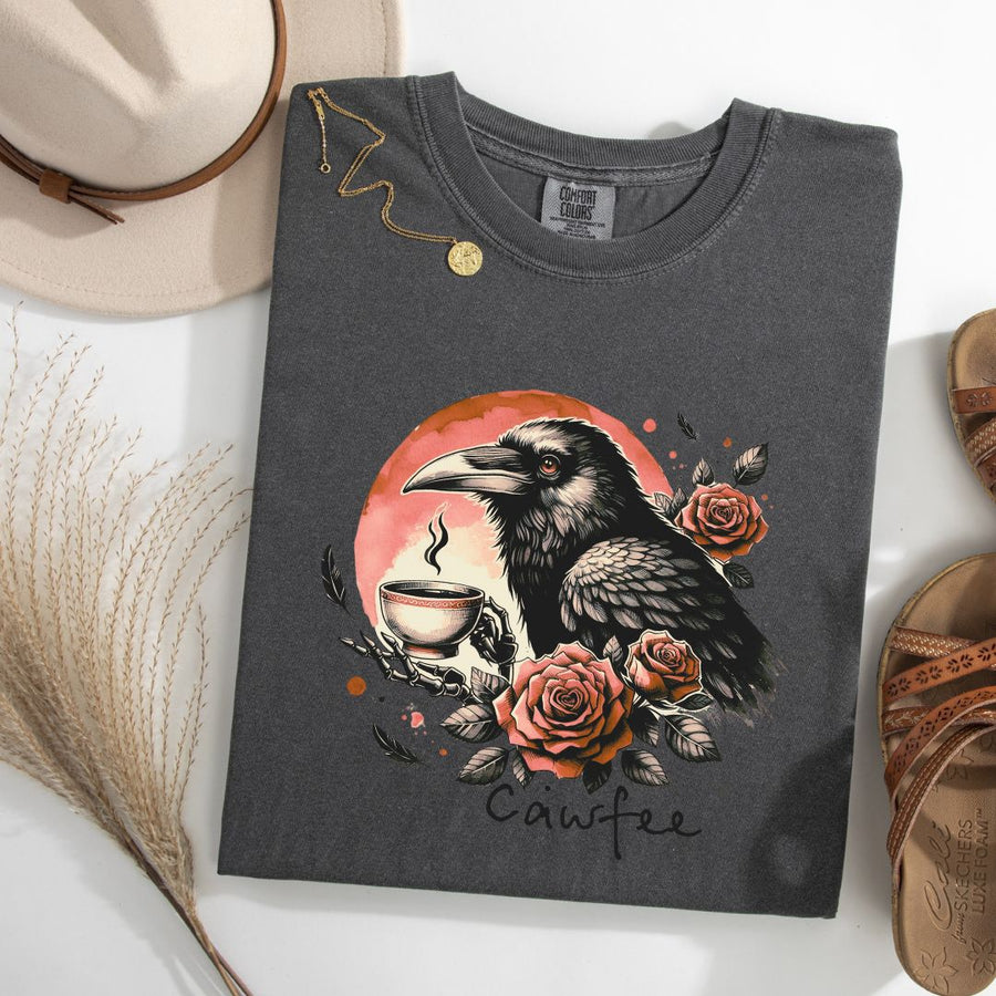 Cawfee And Crow Adult Graphic Halloween T-shirt