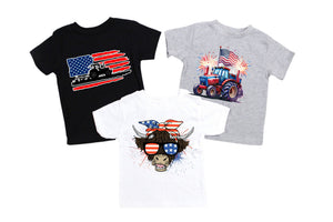 Sunglasses Cow Flag, 4th of July Kids T-shirts