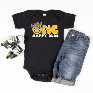 One Happy Dude Cowboy-themed Personalized 1st Birthday Outfit T-shirt/Bodysuit
