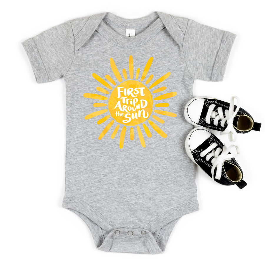 "First Trip Around the Sun" Personalized 1st Birthday Outfit T-shirt/Bodysuit