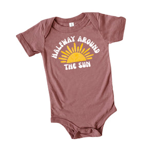 "Halfway Around the Sun" Personalized 1/2 Birthday Outfit T-shirt/Bodysuit