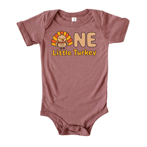 One Little Turkey Personalized 1st Birthday T-shirt/Bodysuit