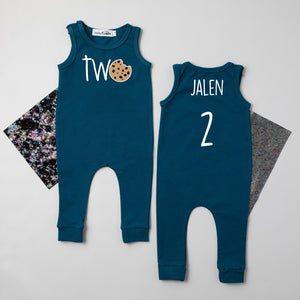 "Two Cookie" Slim Fit Cookie Themed Sleeveless Romper