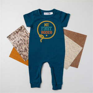 "My First Rodeo" Personalized 1st Birthday Short Sleeve Slim Fit Romper