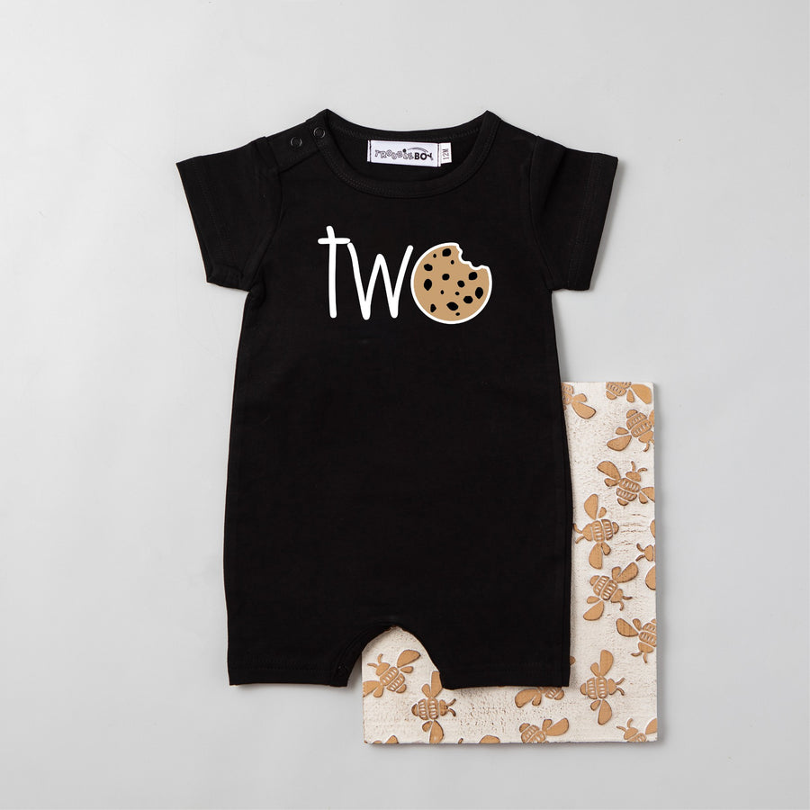 "Two Cookie" Shorts Slim Fit 2nd Birthday Romper
