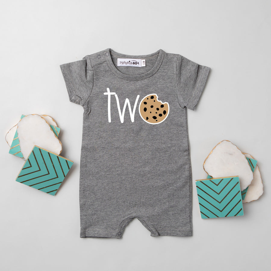 "Two Cookie" Shorts Slim Fit 2nd Birthday Romper