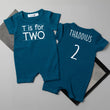 Load image into Gallery viewer, &quot;T is for Two&quot; Shorts Slim Fit 2nd Birthday Romper

