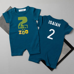 "2 is a Zoo" Personalized 2nd Birthday Shorts Romper