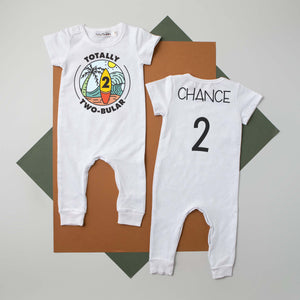 "Totally Two-bular" Slim Fit Short Sleeve 2nd Birthday Romper