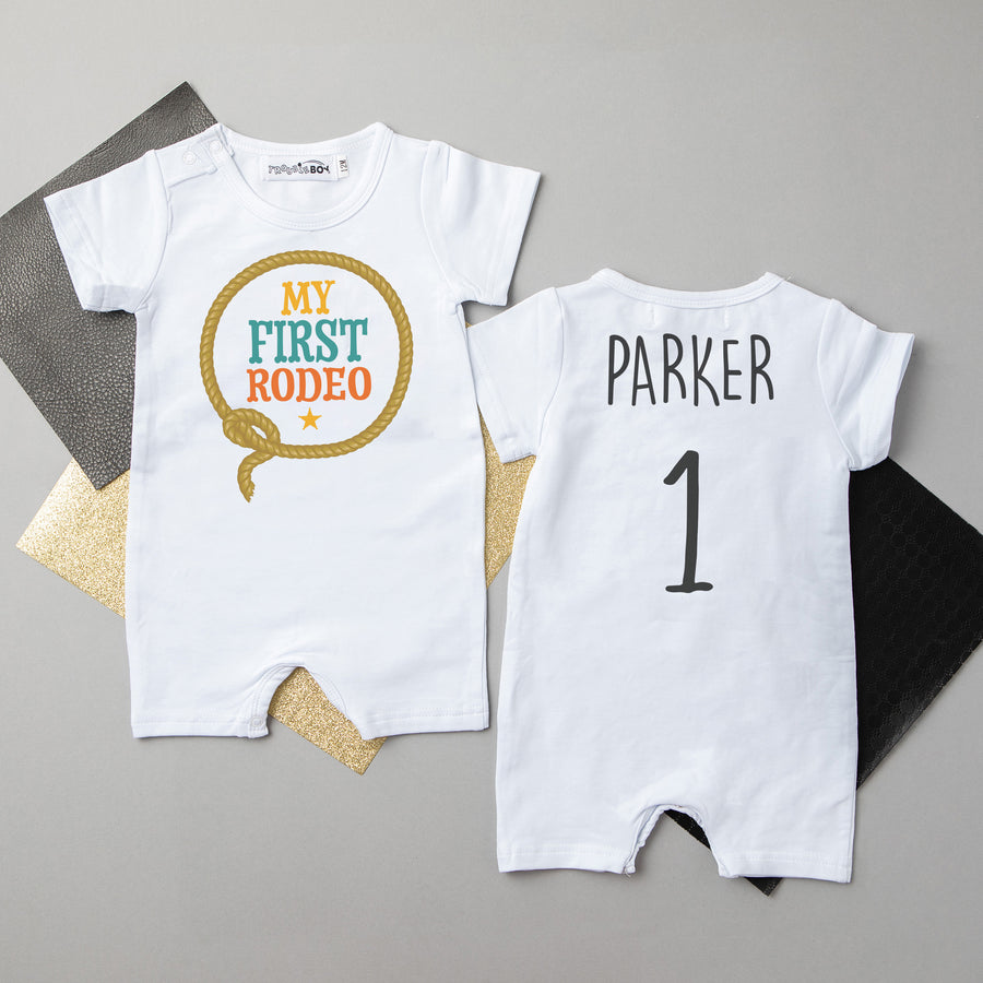 "My First Rodeo" Personalized First Birthday Shorts Romper