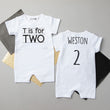 Load image into Gallery viewer, &quot;T is for Two&quot; Shorts Slim Fit 2nd Birthday Romper
