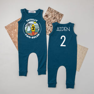 "Totally Two-bular" 2nd Birthday Slim Fit Sleeveless Romper