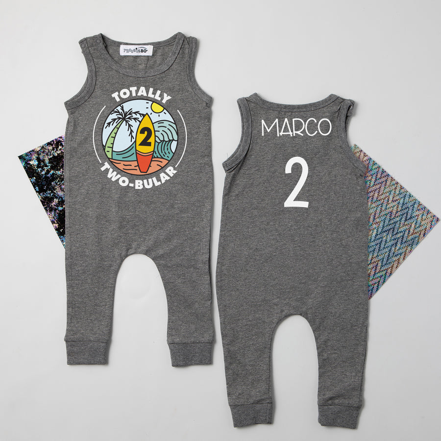 "Totally Two-bular" 2nd Birthday Slim Fit Sleeveless Romper