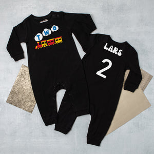 Two Train Long Sleeved Personalized 2nd Birthday Romper