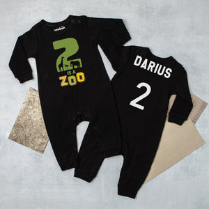 "2 is a Zoo" 2nd Birthday Long Sleeve Romper