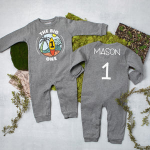 "The Big One" Surf-themed Long Sleeved Personalized 1st Birthday Romper