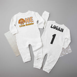 "One Little Gobbler" Long-Sleeved Personalized 1st Birthday Romper