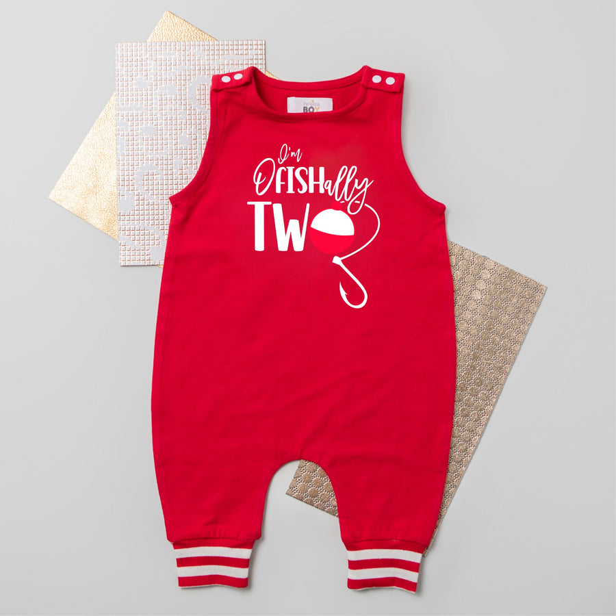 "Ofishally Two" 2nd Birthday Personalized Romper with Striped Cuff