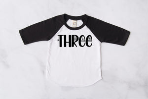 Three Spiderweb 3rd Birthday Raglan