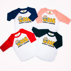 One Happy Camper Personalized 1st Birthday Raglan