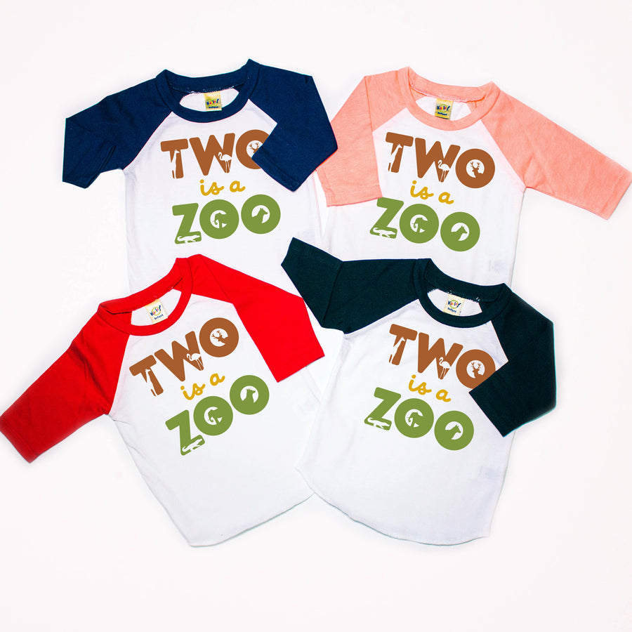 "Two is a Zoo" Second Birthday Raglan