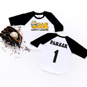 One Happy Camper Personalized 1st Birthday Raglan