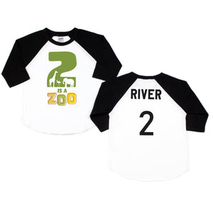 "2 is a Zoo" Second Birthday Raglan