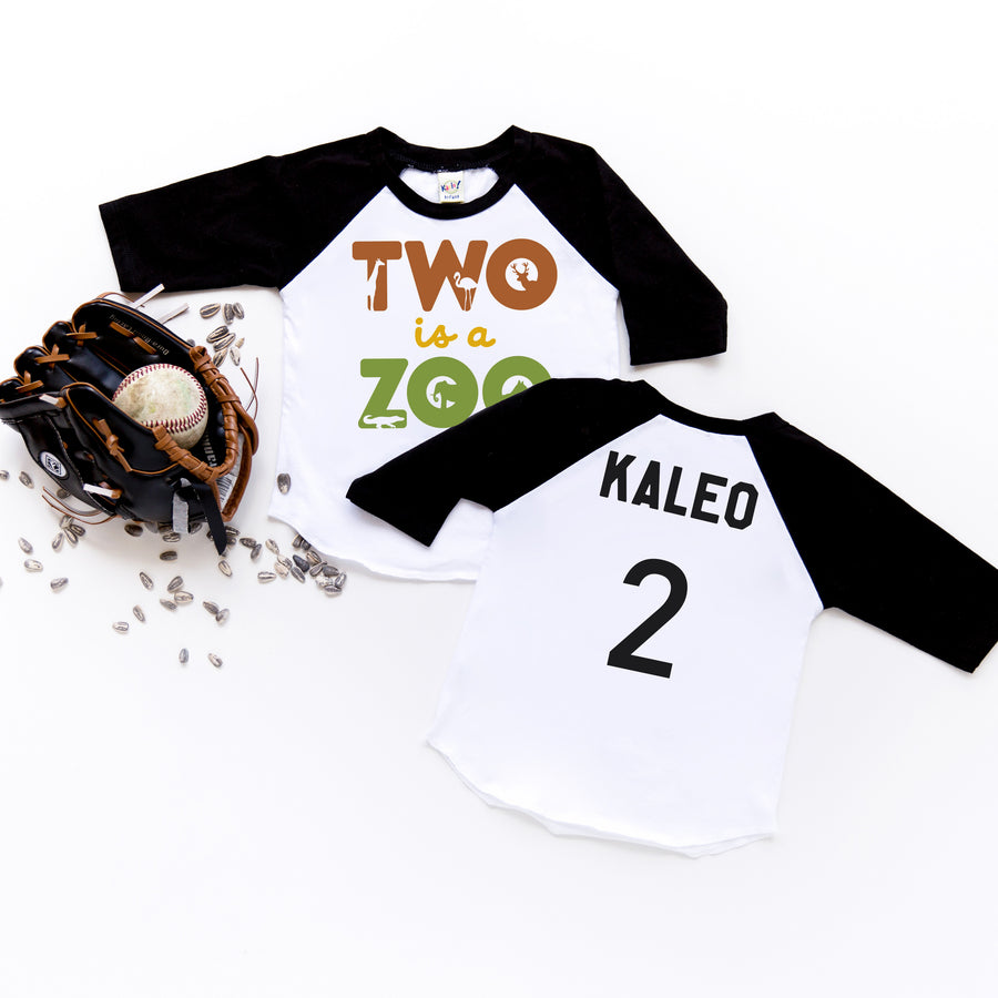 "Two is a Zoo" Second Birthday Raglan