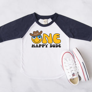 One Happy Dude Personalized 1st Birthday Raglan